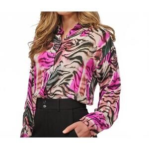 NEW ESQUALO zebra print blouse in pink multi